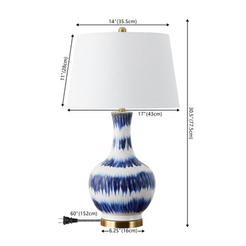 Tucker 30.5" Striped Ceramic/Metal LED Table Lamp - JONATHAN Y